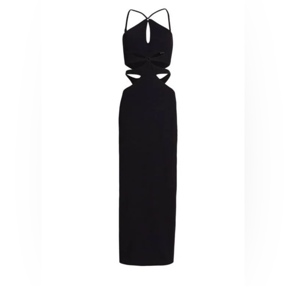 PatBo Black Asterisk Cutout Stretch-Knit Maxi Dress Size 2 / XS - Picture 4 of 9